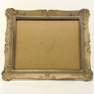 Vintage 8x10 Gold Ornate Metal Baroque Picture Frame W Glass Hollywood Regency
